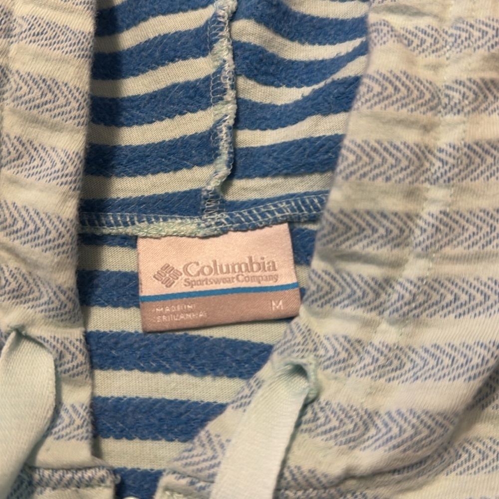 Colombia Women's Medium Blue Striped Melody Spring Full Zip Hoodie - Picture 7 of 9
